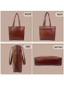 Brown Genuine Leather Tote Bag for Women - 15 inch Laptop Work Bag Shoulder Handbag & Purse with Multiple Pockets